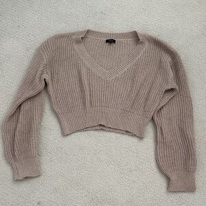 Debut Women's V-Neck Sweater - Taupe